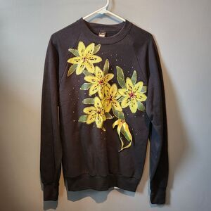 Vintage Screen Star Sweatshirt with Flowers And Ribbons Brown Women's Large